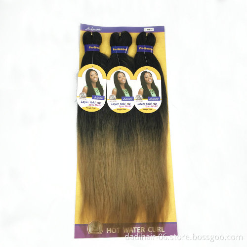 pre-streched braiding Flame Retardant fiber,hot water set braids,curl,locs,yaki wave synthetic hair weave EZ braids two tone